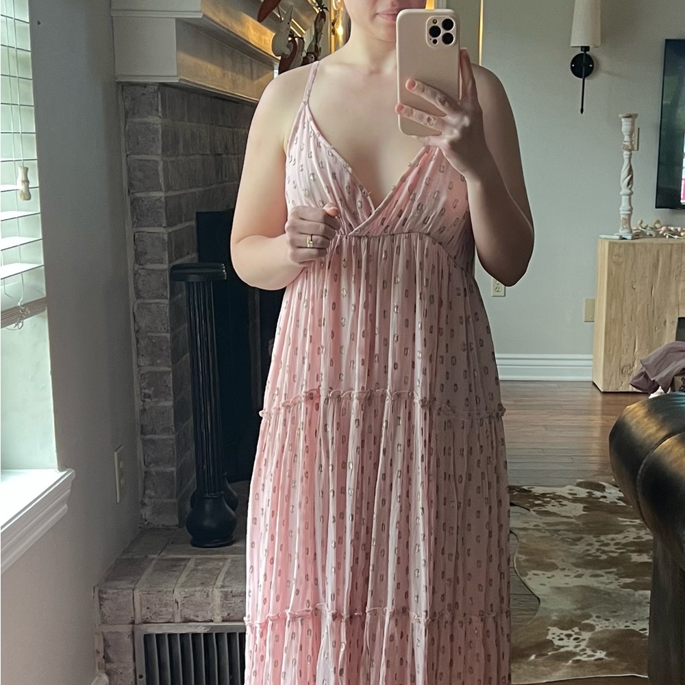 Pink Spaghetti Strap Maxi Sundress